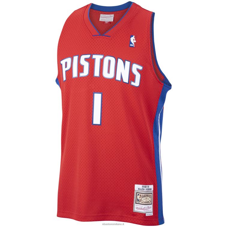 NBA 00F2L1861 detroit pistons allen iverson mitchell & ness red hardwood classici maglia swingman