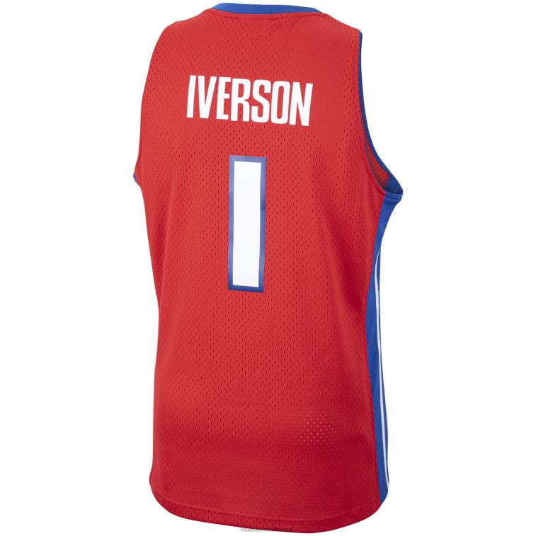 NBA 00F2L1861 detroit pistons allen iverson mitchell & ness red hardwood classici maglia swingman