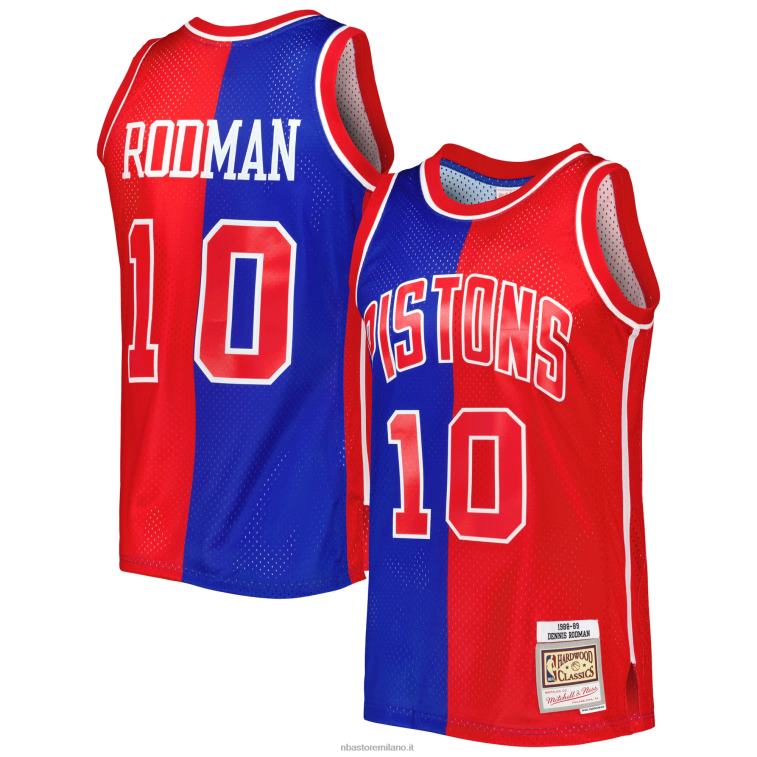 NBA 00F2L1973 detroit pistons dennis rodman blue/red hardwood classics 1988-89 divisa swingman maglia