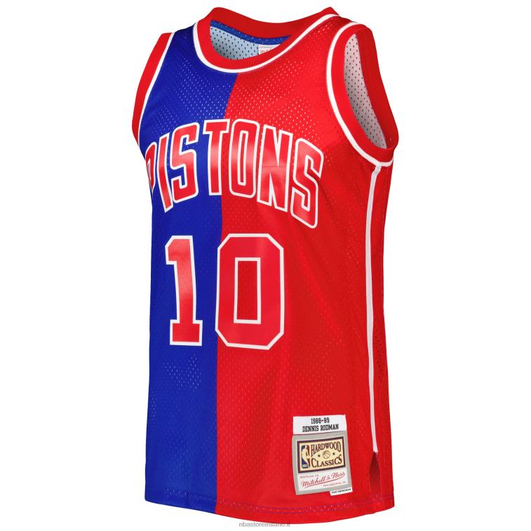 NBA 00F2L1973 detroit pistons dennis rodman blue/red hardwood classics 1988-89 divisa swingman maglia