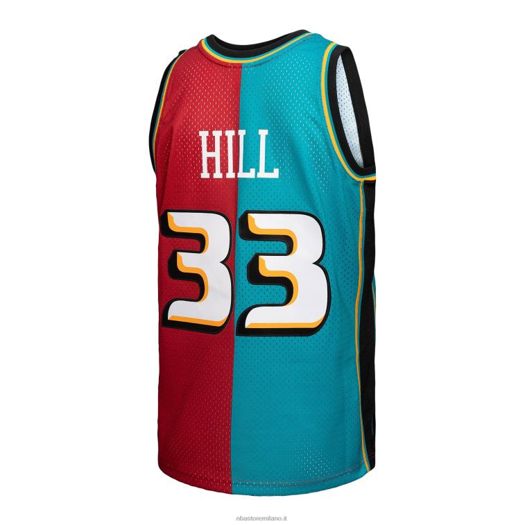 NBA 00F2L2105 detroit pistons grant hill mitchell & ness teal/red hardwood classics 1999-00 divisa swingman maglia