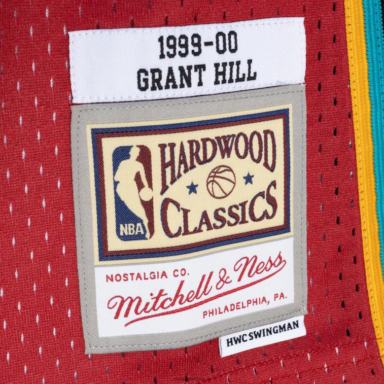 NBA 00F2L2105 detroit pistons grant hill mitchell & ness teal/red hardwood classics 1999-00 divisa swingman maglia
