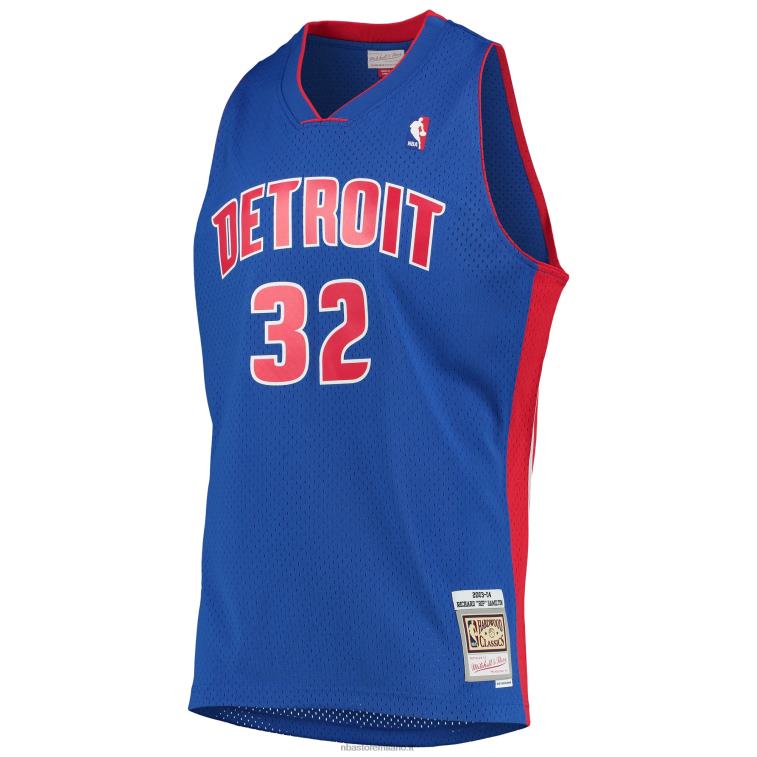 NBA 00F2L2378 detroit pistons richard hamilton mitchell & ness blue hardwood classici maglia swingman