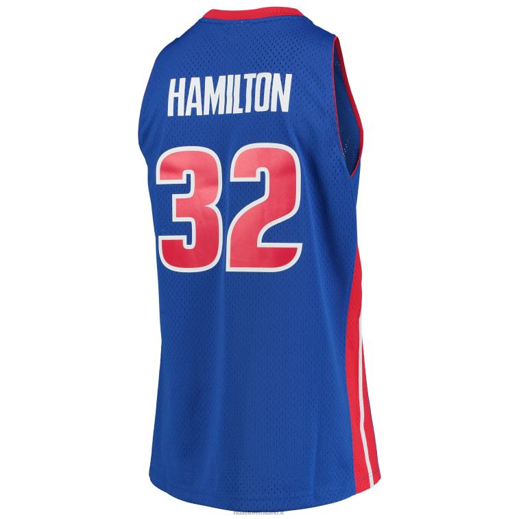 NBA 00F2L2378 detroit pistons richard hamilton mitchell & ness blue hardwood classici maglia swingman