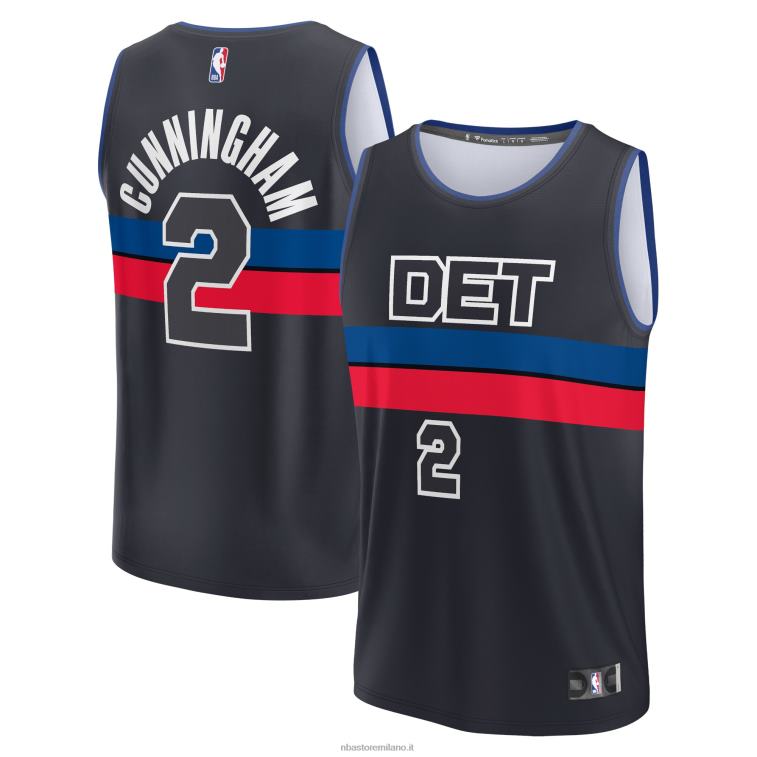 NBA 00F2L259 detroit pistons cade cunningham maglia nera giocatore contropiede
