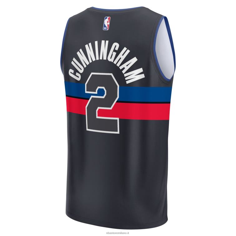 NBA 00F2L259 detroit pistons cade cunningham maglia nera giocatore contropiede
