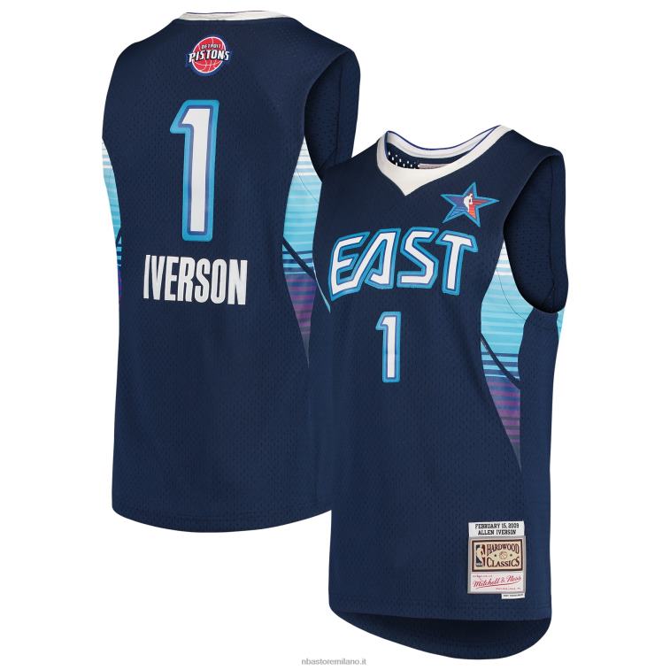 NBA 00F2L2822 Eastern Conference Allen Iverson Navy Hardwood Classics Gioco Maglia Swingman