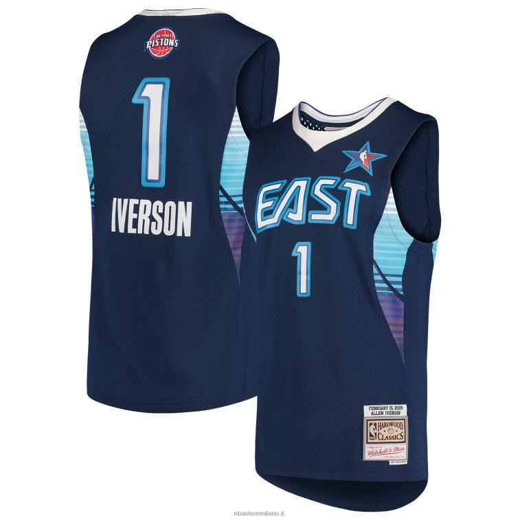 NBA 00F2L2822 Eastern Conference Allen Iverson Navy Hardwood Classics Gioco Maglia Swingman