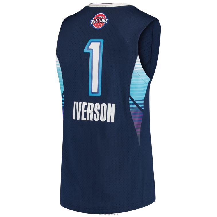 NBA 00F2L2822 Eastern Conference Allen Iverson Navy Hardwood Classics Gioco Maglia Swingman