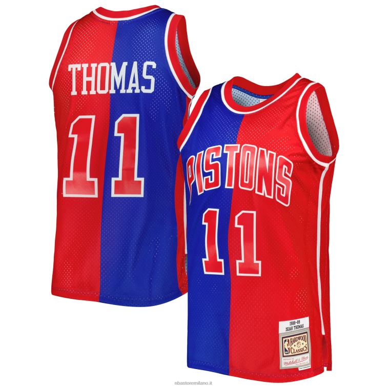 NBA 00F2L2988 detroit pistons isiah thomas blue/red hardwood classics 1988-89 divisa swingman maglia