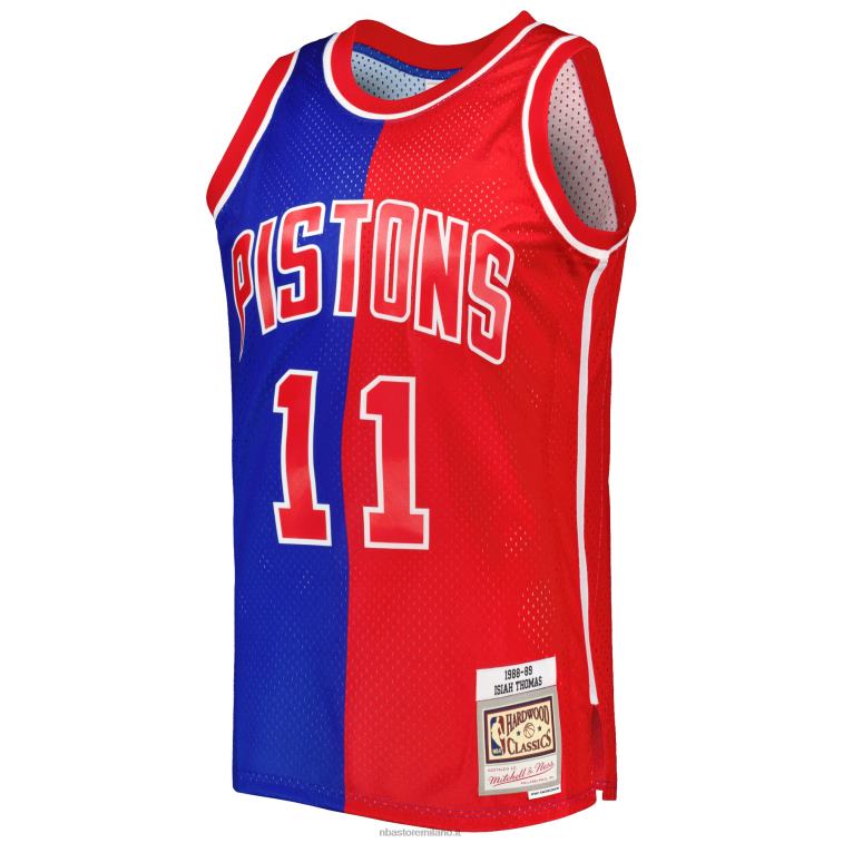 NBA 00F2L2988 detroit pistons isiah thomas blue/red hardwood classics 1988-89 divisa swingman maglia