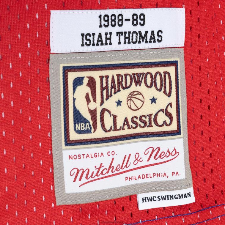 NBA 00F2L2988 detroit pistons isiah thomas blue/red hardwood classics 1988-89 divisa swingman maglia