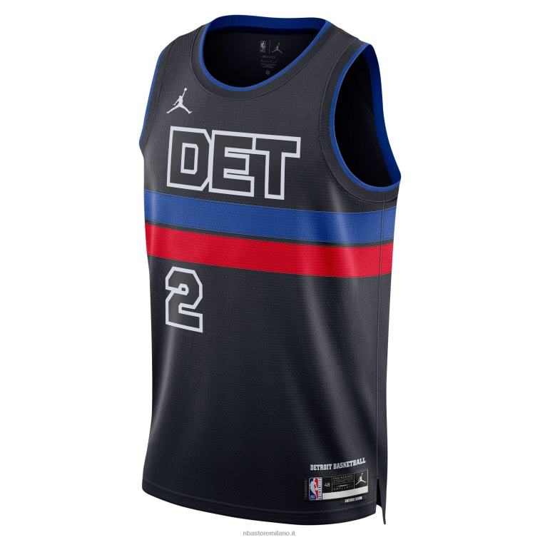 NBA 00F2L337 Maglia da swingman nera marca detroit pistons cade cunningham jordan