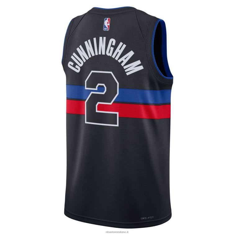 NBA 00F2L337 Maglia da swingman nera marca detroit pistons cade cunningham jordan