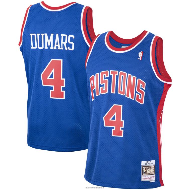 NBA 00F2L4072 detroit pistons joe dumars mitchell & ness blue 1988-89 hardwood classics swingman giocatore maglia