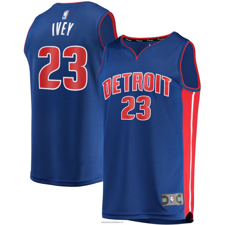NBA 00F2L443 Detroit Pistons Jaden Ivey Blue Draft First Round Pick Fast Break Replica Maglia Giocatore