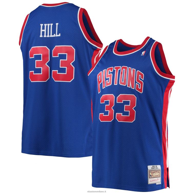 NBA 00F2L5303 grant hill detroit pistons mitchell & ness blue big & tall hardwood classici maglia swingman