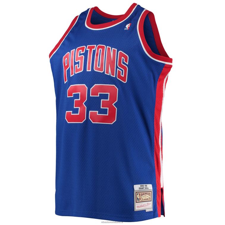 NBA 00F2L5303 grant hill detroit pistons mitchell & ness blue big & tall hardwood classici maglia swingman
