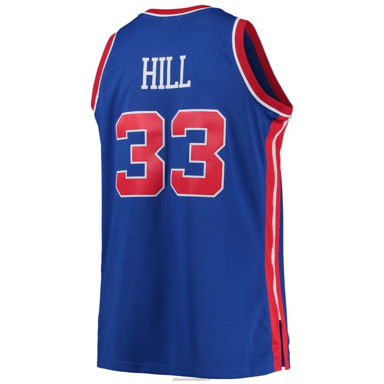 NBA 00F2L5303 grant hill detroit pistons mitchell & ness blue big & tall hardwood classici maglia swingman