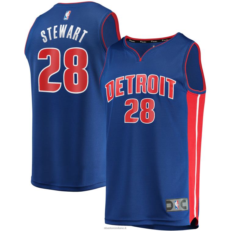 NBA 00F2L5692 maglia detroit pistons isaiah stewart replica fast break blu