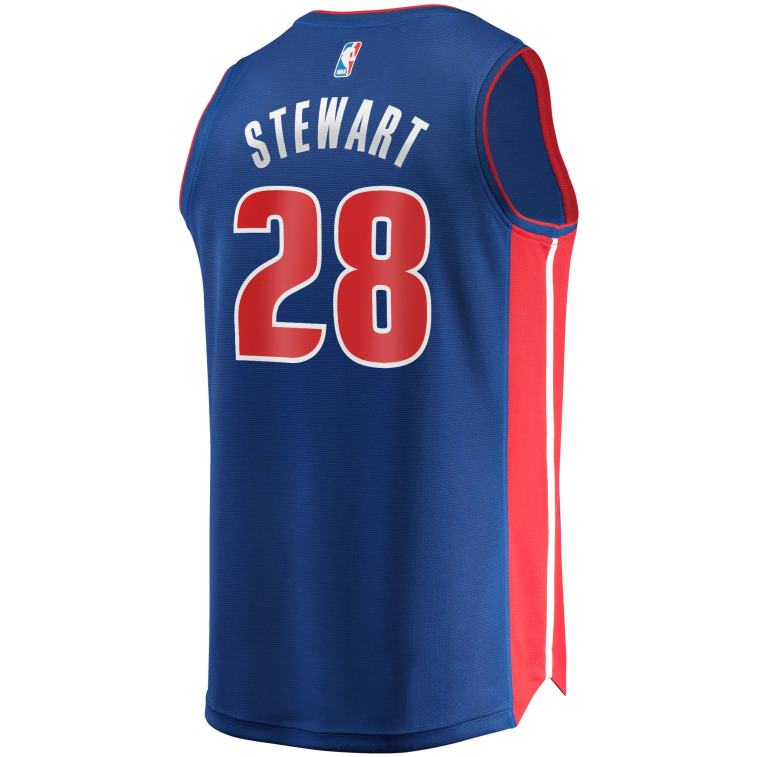 NBA 00F2L5692 maglia detroit pistons isaiah stewart replica fast break blu