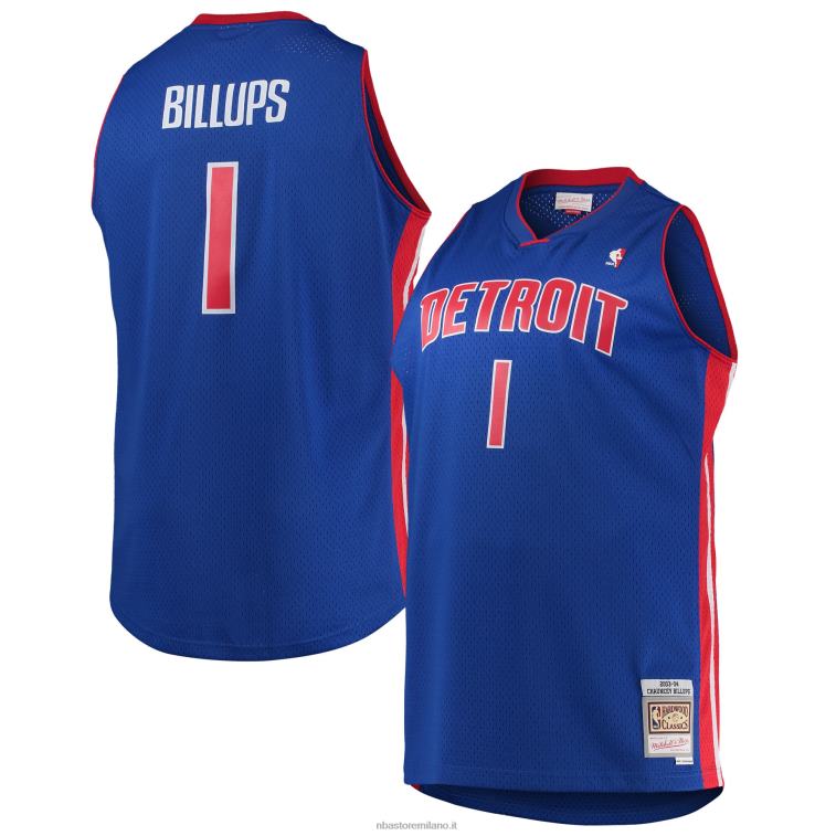 NBA 00F2L7598 chauncey billups detroit pistons maglia swingman mitchell & ness blue big & tall hardwood classics