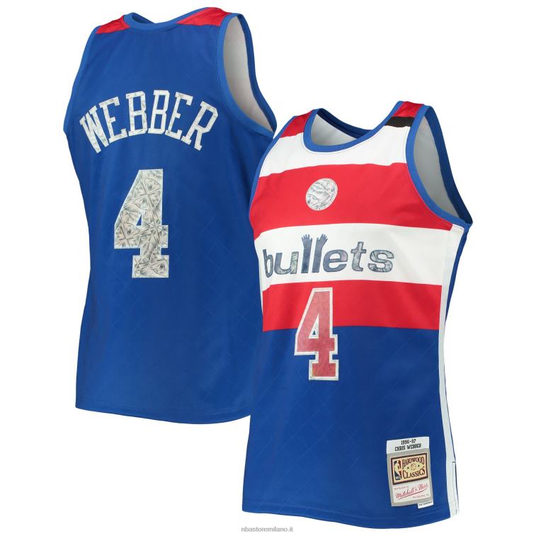 NBA 00F2L2181 Washington Bullets Chris Webber Blue Hardwood Classics 75th Anniversary Diamond Swingman Jersey
