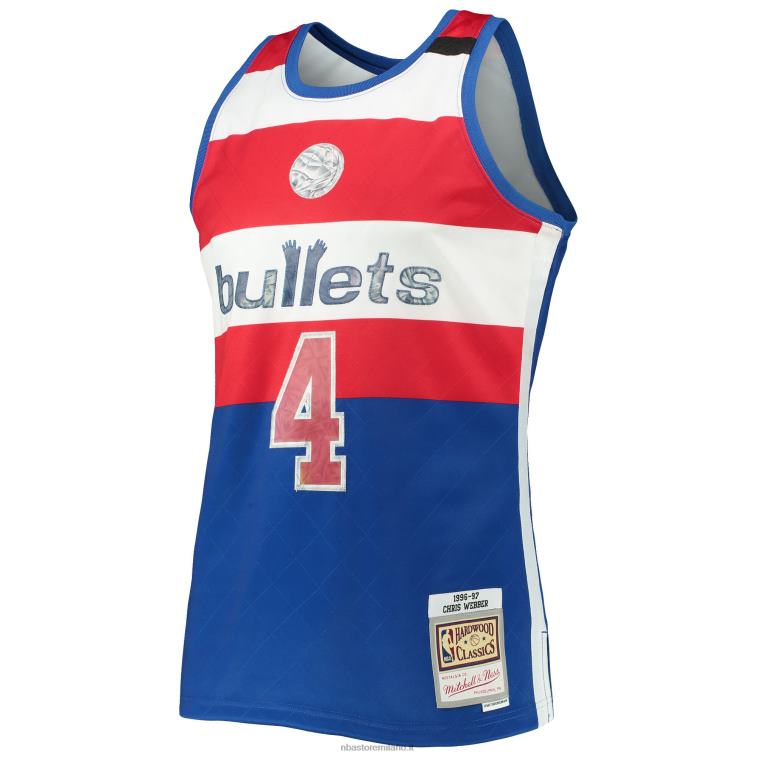 NBA 00F2L2181 Washington Bullets Chris Webber Blue Hardwood Classics 75th Anniversary Diamond Swingman Jersey