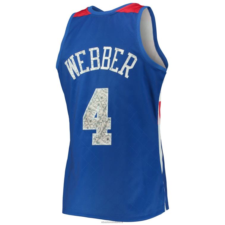 NBA 00F2L2181 Washington Bullets Chris Webber Blue Hardwood Classics 75th Anniversary Diamond Swingman Jersey
