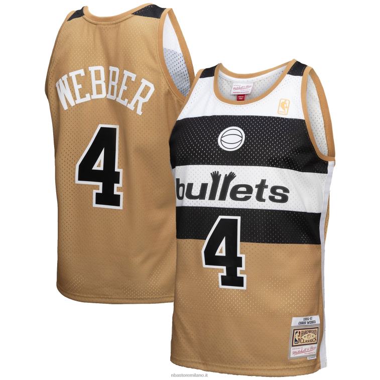 NBA 00F2L3852 Washington bullets chris webber mitchell & ness gold hardwood classics ricarica 3.0 maglia swingman