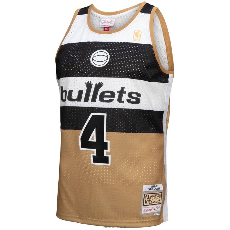 NBA 00F2L3852 Washington bullets chris webber mitchell & ness gold hardwood classics ricarica 3.0 maglia swingman