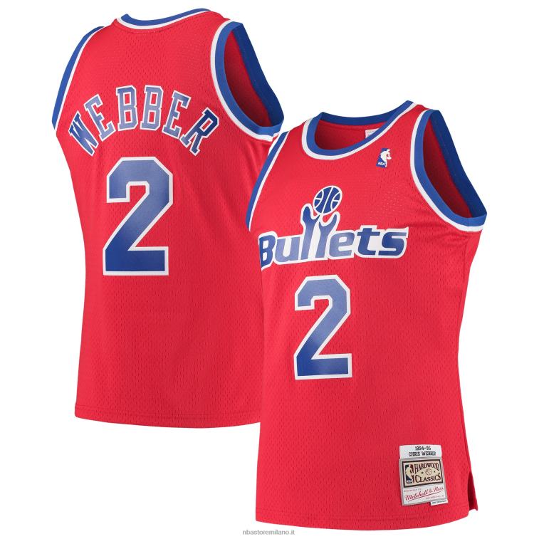 NBA 00F2L5028 pallottole di washington chris webber mitchell & ness rosso legno duro classici maglia swingman