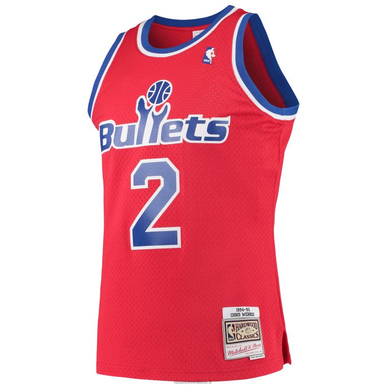 NBA 00F2L5028 pallottole di washington chris webber mitchell & ness rosso legno duro classici maglia swingman