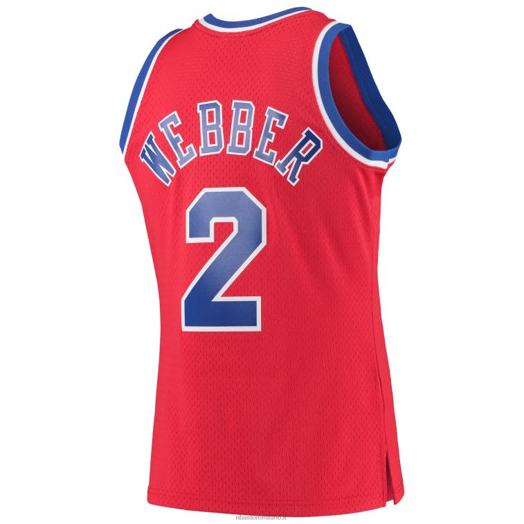 NBA 00F2L5028 pallottole di washington chris webber mitchell & ness rosso legno duro classici maglia swingman