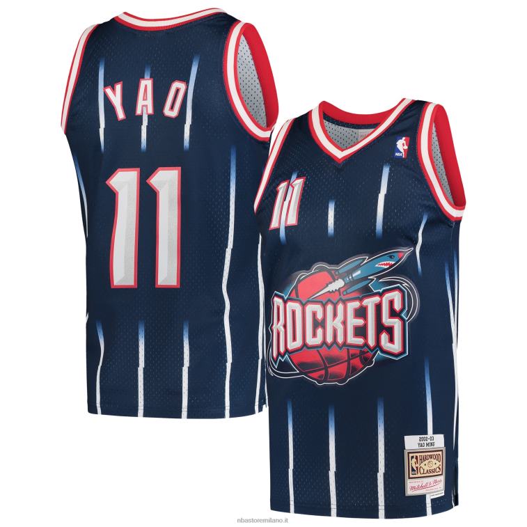 NBA 00F2L147 houston rockets yao ming mitchell & ness navy hardwood classics maglia swingman