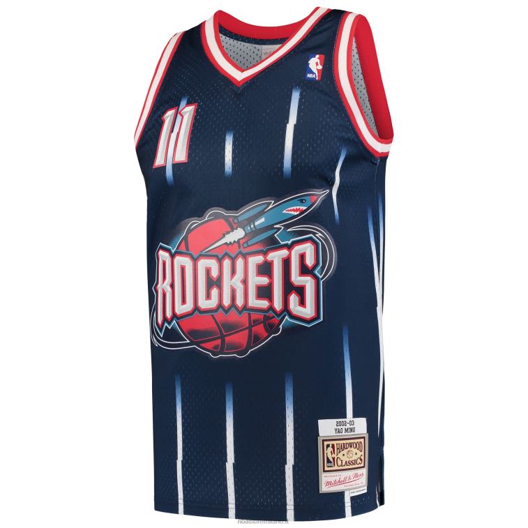 NBA 00F2L147 houston rockets yao ming mitchell & ness navy hardwood classics maglia swingman