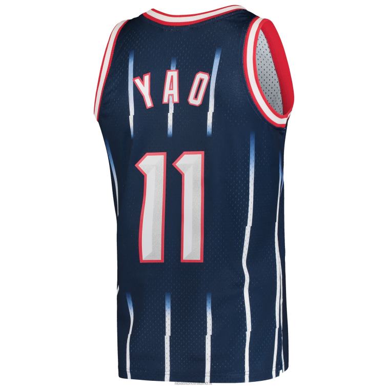 NBA 00F2L147 houston rockets yao ming mitchell & ness navy hardwood classics maglia swingman
