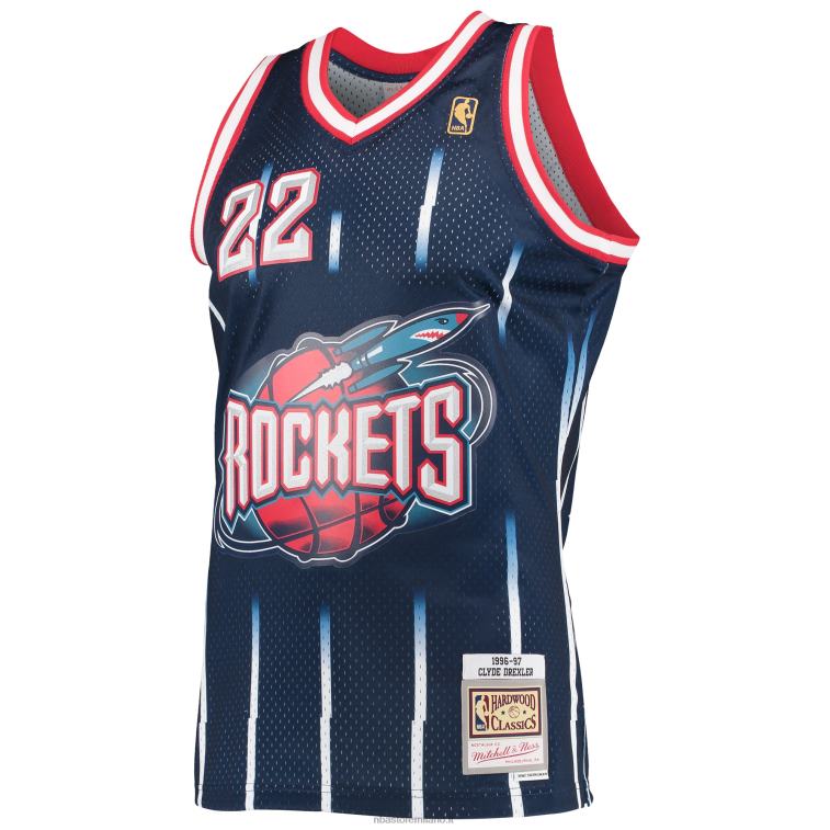 NBA 00F2L2254 houston rockets clyde drexler mitchell & ness navy hardwood classics maglia swingman