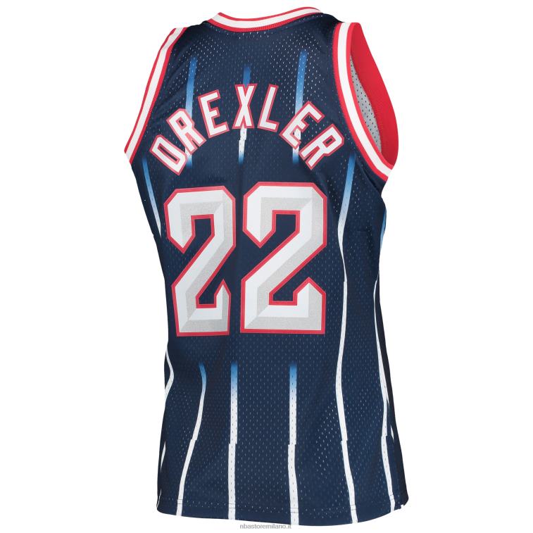 NBA 00F2L2254 houston rockets clyde drexler mitchell & ness navy hardwood classics maglia swingman