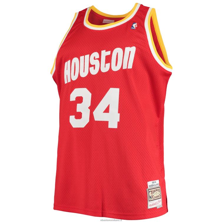 NBA 00F2L2528 houston rockets hakeem olajuwon mitchell & ness maglia rossa big & tall hardwood classics