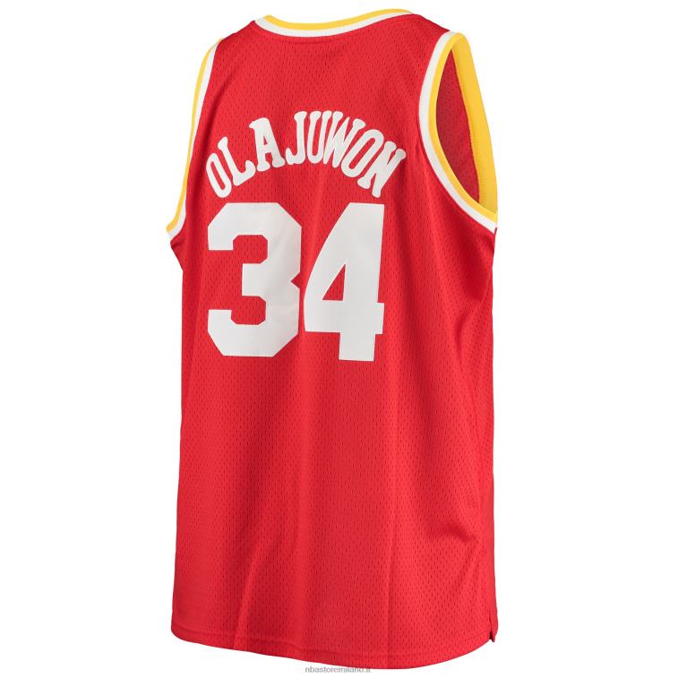 NBA 00F2L2528 houston rockets hakeem olajuwon mitchell & ness maglia rossa big & tall hardwood classics