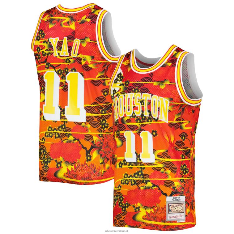 NBA 00F2L2815 houston rockets yao ming mitchell & ness red hardwood classics maglia swingman nuovo anno lunare
