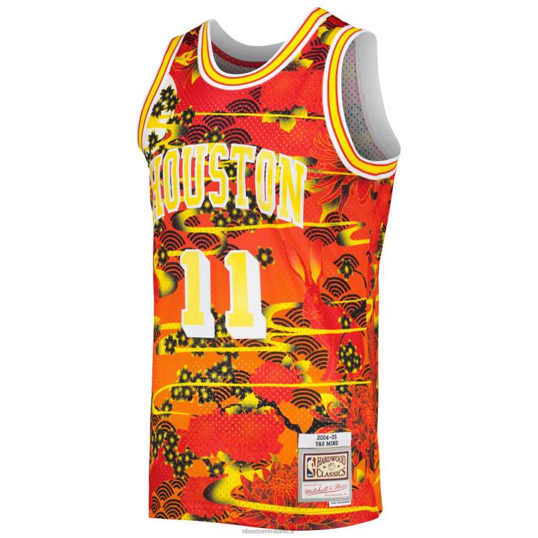 NBA 00F2L2815 houston rockets yao ming mitchell & ness red hardwood classics maglia swingman nuovo anno lunare