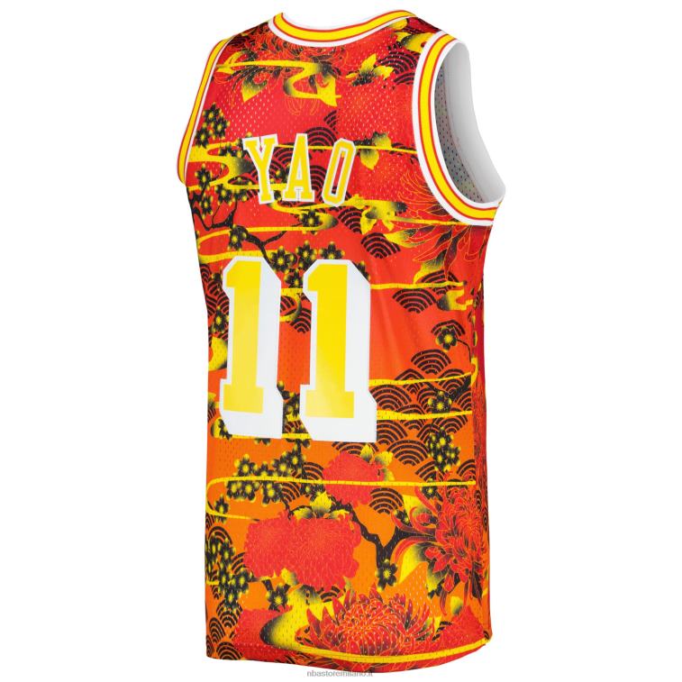 NBA 00F2L2815 houston rockets yao ming mitchell & ness red hardwood classics maglia swingman nuovo anno lunare