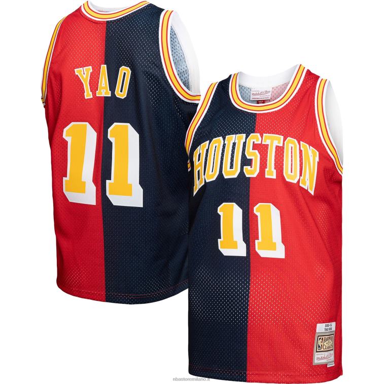 NBA 00F2L7804 houston rockets yao ming mitchell & ness navy/red hardwood classics split swingman jersey