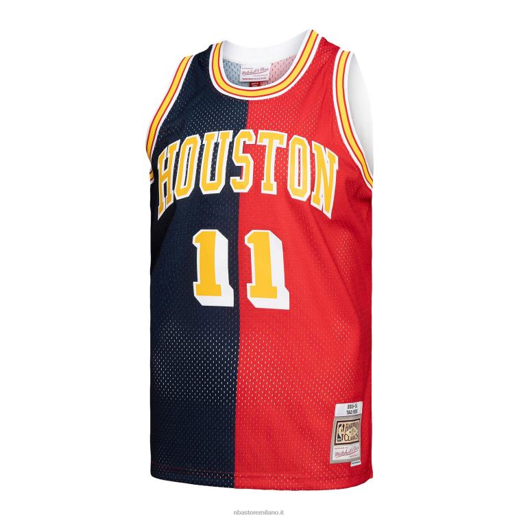 NBA 00F2L7804 houston rockets yao ming mitchell & ness navy/red hardwood classics split swingman jersey
