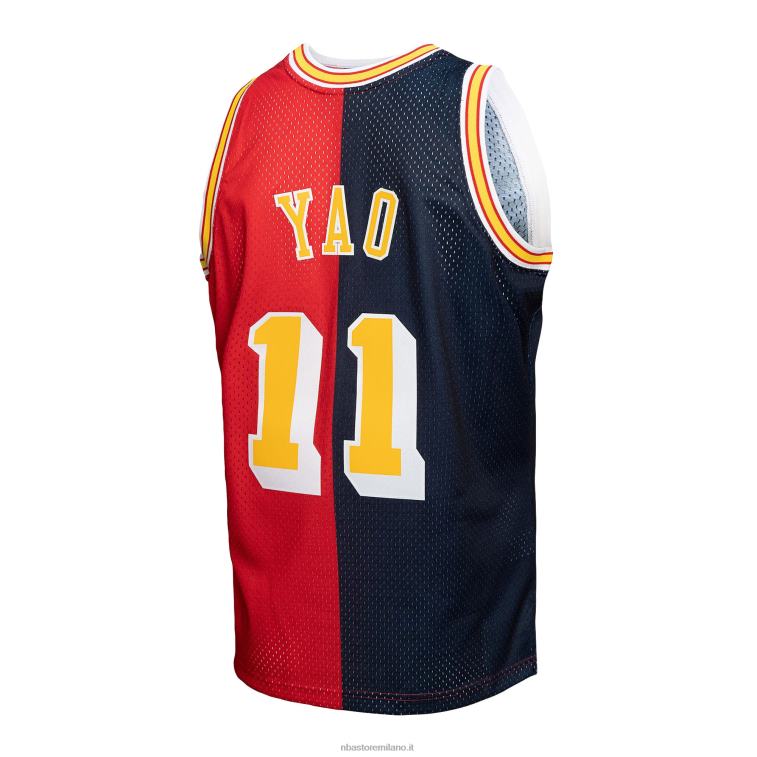 NBA 00F2L7804 houston rockets yao ming mitchell & ness navy/red hardwood classics split swingman jersey