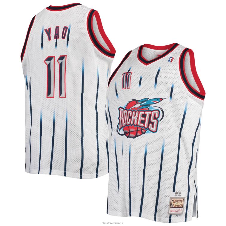 NBA 00F2L8410 houston rockets yao ming mitchell & ness bianco big & tall hardwood classici maglia swingman