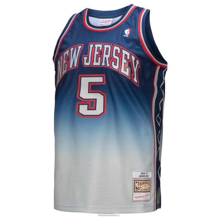 NBA 00F2L2095 new jersey nets jason kid d grigio/blu hardwood classics fadeaway swingman player jersey