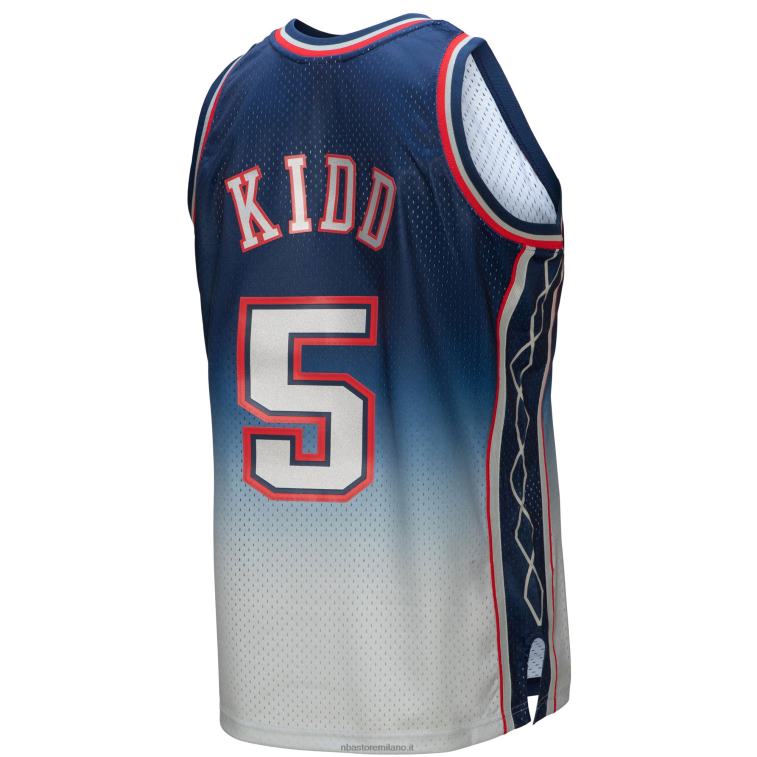 NBA 00F2L2095 new jersey nets jason kid d grigio/blu hardwood classics fadeaway swingman player jersey